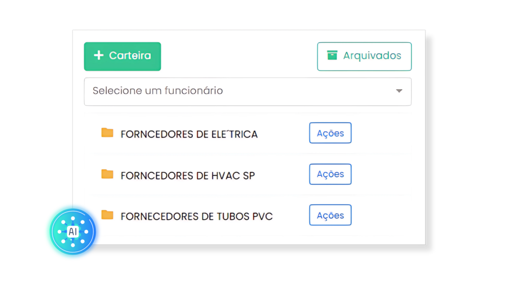 carteira de fornecedores com inteligência artificial