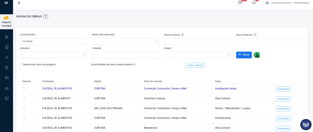 Mapeamento ConstruConnect