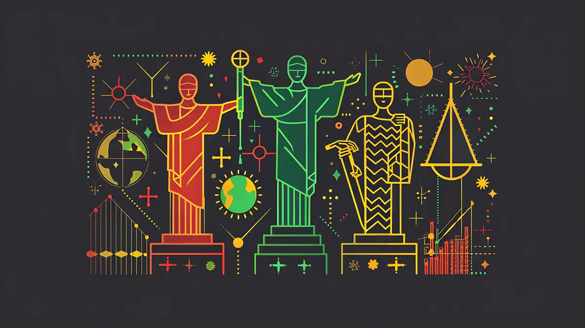 a colorful illustration of the statue of liberty and the statue of liberty